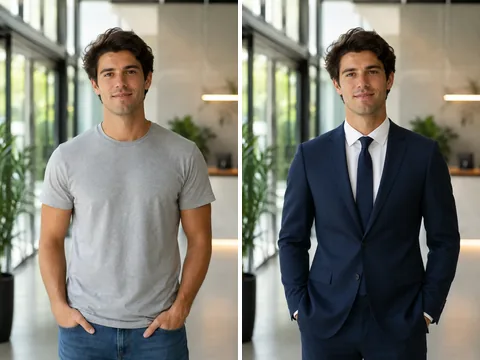 AI Clothes Changer: before and after