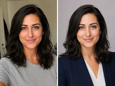 AI Headshot: before and after