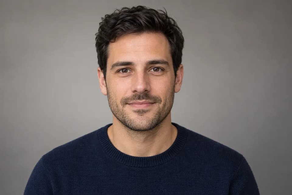 A front-facing portrait with a closed mouth and even light, the kind of photo that animates well